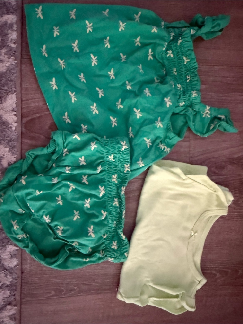 Carter's Green Dragonfly Print Tank & Bloomers Set with Light Green Bodysuit